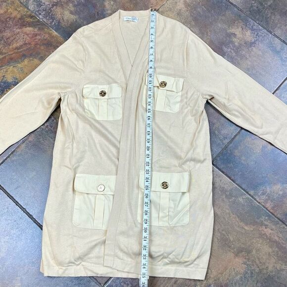 Calvin Klein Long Knit Open Front 4 Pocket Cardigan XL - Picture 8 of 10